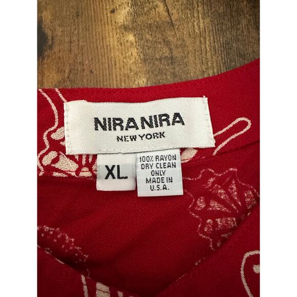 Butterfly Print Tunic Long Sleeve Casual Rayon Blouse Red‎ Bohemian Size XL USA - Picture 6 of 8